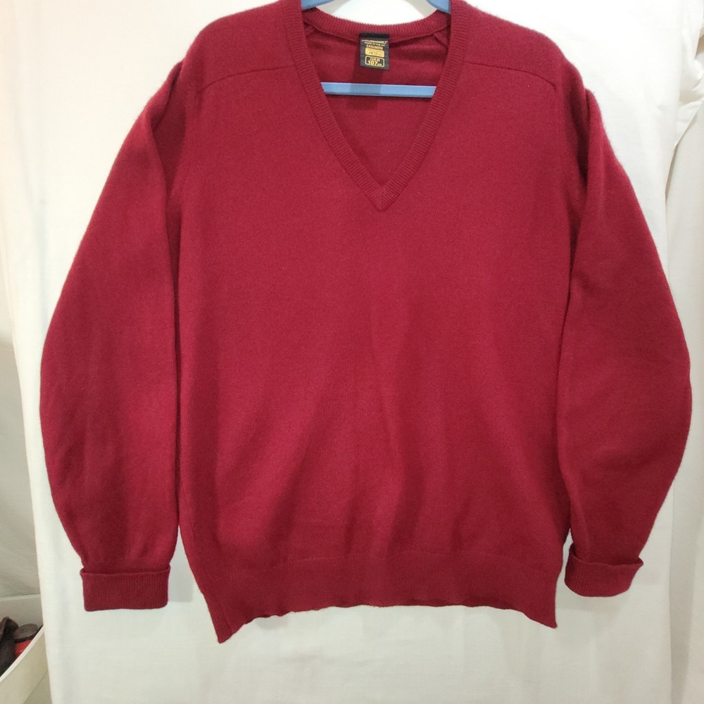 St Michael 100% Cashmere Sweater V-Neck Sz. 42 / Lg Dark Red L-Slv Made In UK